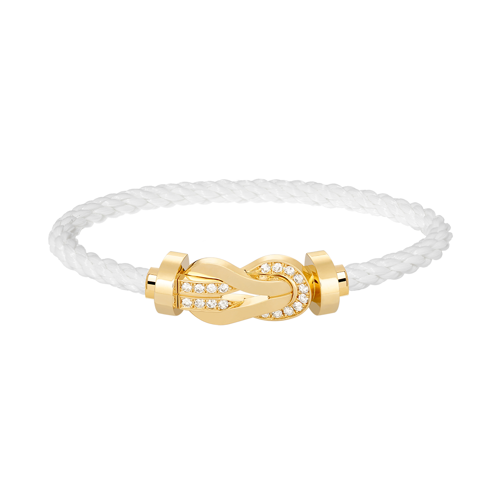 [Basjewels]CHANCE LARGE 8 FIGURE BUCKLE HALF DIAMOND BRACELET GOLD