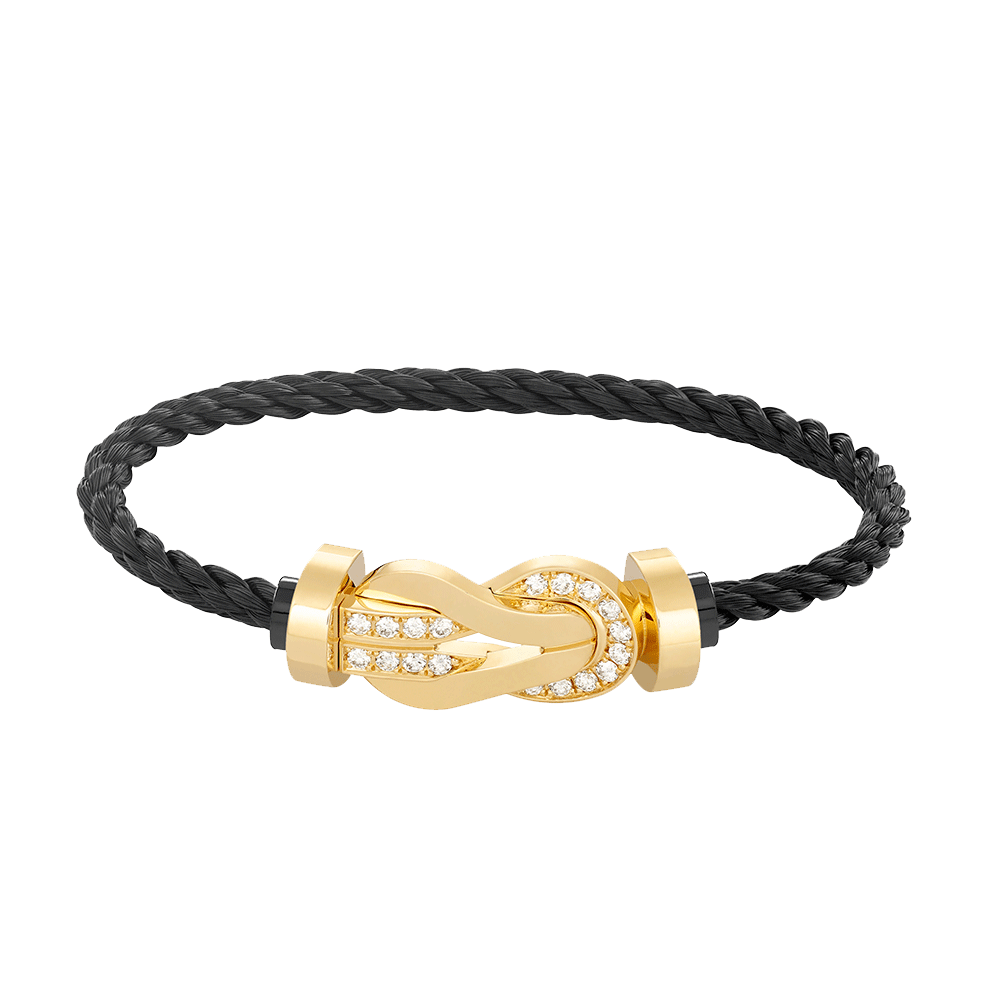 [baslovejewels]CHANCE LARGE 8 FIGURE BUCKLE HALF DIAMOND BRACELET GOLD