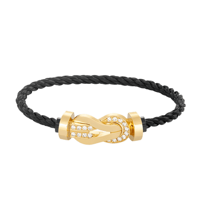 [baslovejewels]CHANCE LARGE 8 FIGURE BUCKLE HALF DIAMOND BRACELET GOLD