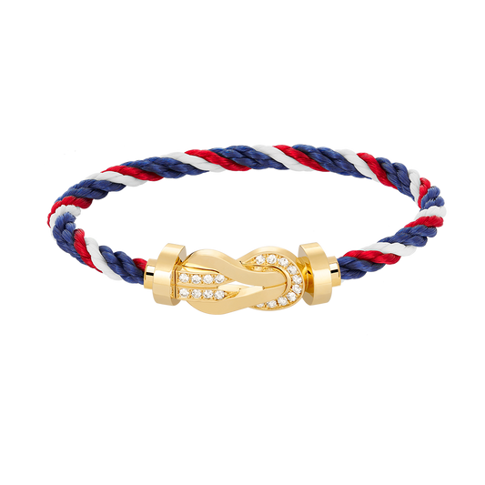 [baslovejewels]CHANCE LARGE 8 FIGURE BUCKLE HALF DIAMOND BRACELET GOLD