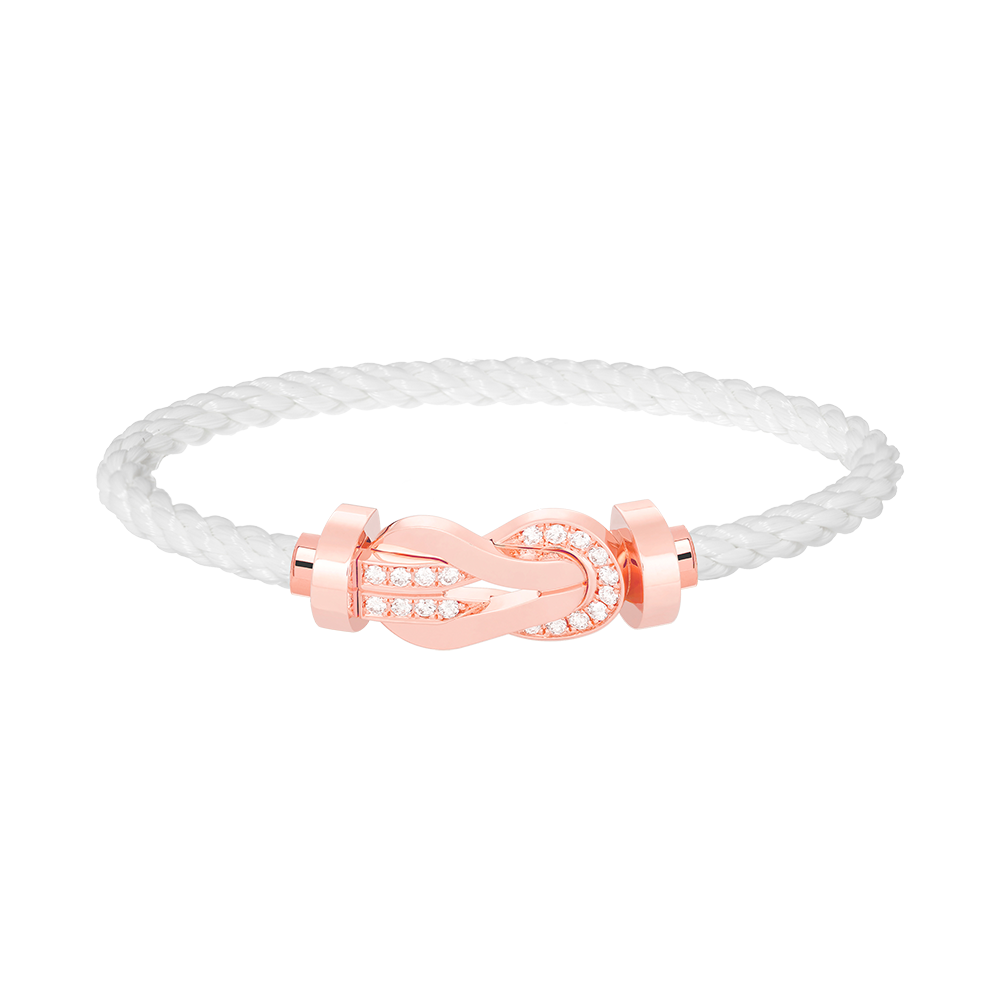 [Basjewels]CHANCE LARGE 8 FIGURE BUCKLE HALF DIAMOND BRACELET ROSE GOLD