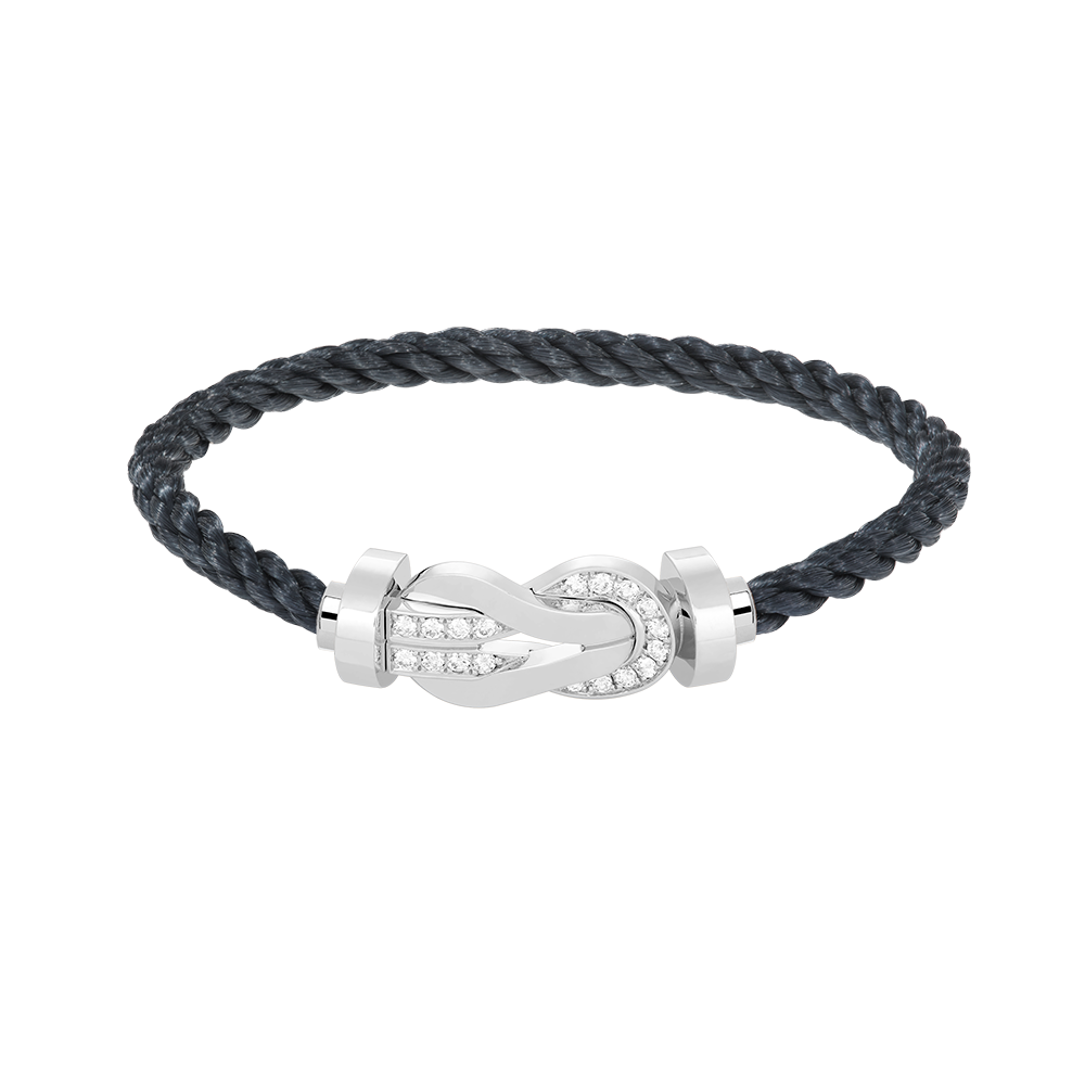 [baslovejewels]CHANCE LARGE 8 FIGURE BUCKLE HALF DIAMOND BRACELET SILVER