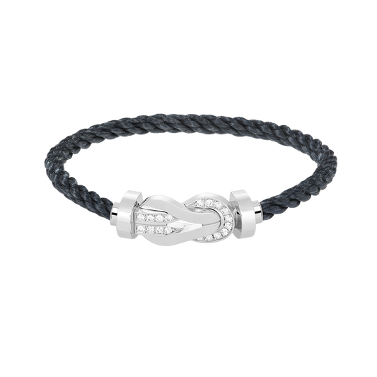 [baslovejewels]CHANCE LARGE 8 FIGURE BUCKLE HALF DIAMOND BRACELET SILVER