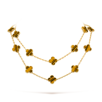 [baslovejewels]CLOVER 20 MOTIFS TIGER EYE ROSE GOLD