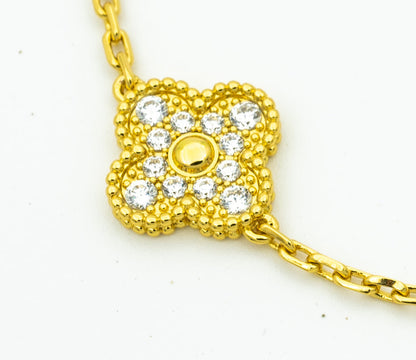 [Basjewels]CLOVER BRACELET 5 MOTIFS GOLD DIAMOND