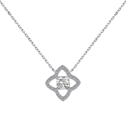 [baslovejewels]Exquisite Flower Shape Princess Cut Necklace