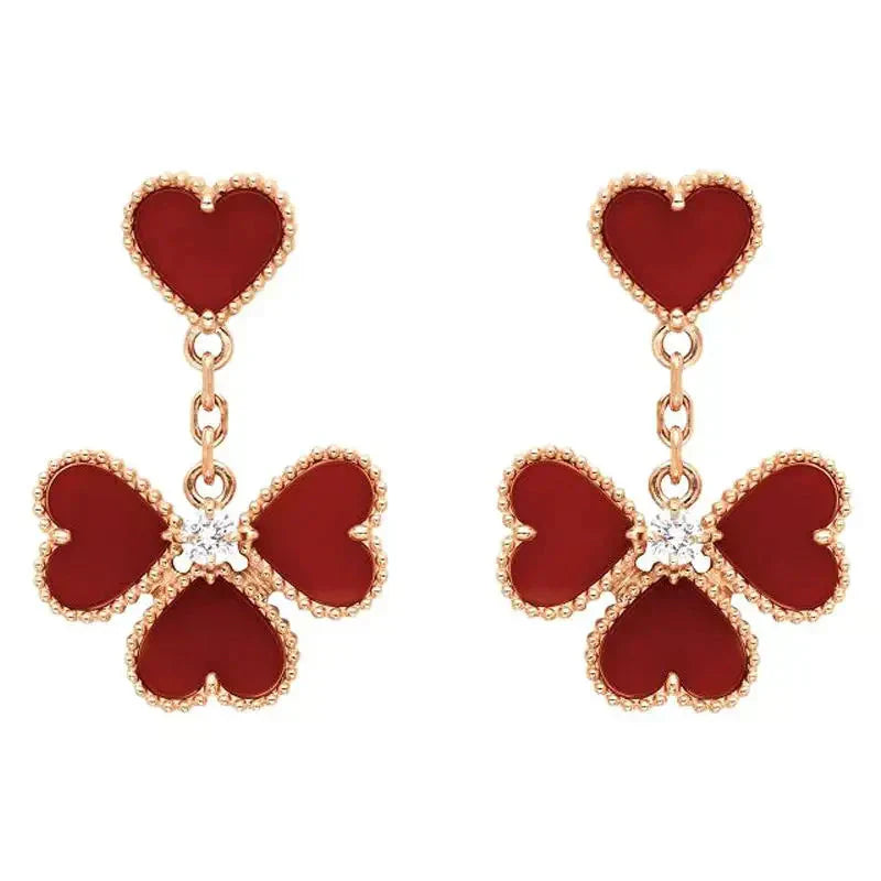 [Basjewels]SWEET CLOVER CARNELIAN EARRINGS