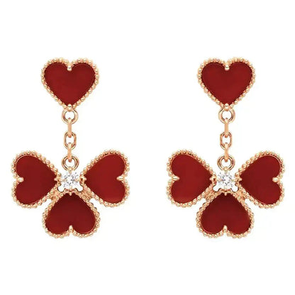 [Basjewels]SWEET CLOVER CARNELIAN EARRINGS