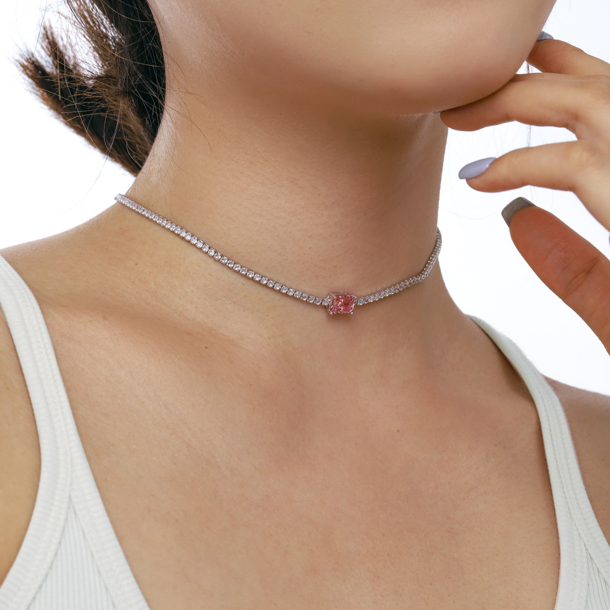 [baslovejewels]2.0 carat Ornate Emerald Cut Necklace