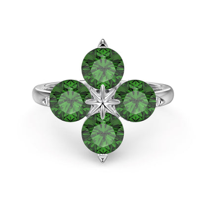 [BASLOVE]Four-Leaf Clover Eight-Pointed Star Ring