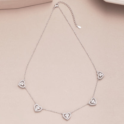 [baslovejewels]Sparkling Five Heart Necklace