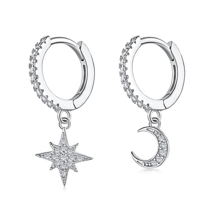 [BASLOVE]Star and Moon Asymmetric Earrings