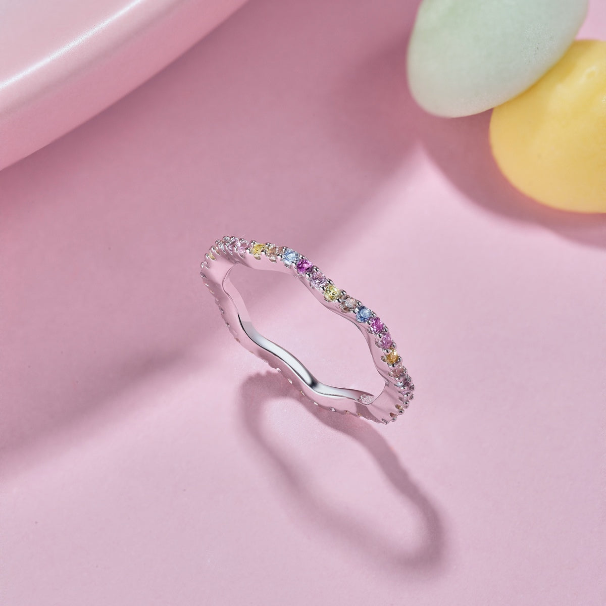[baslovejewels]Dainty Colorful Round Cut Party Ring