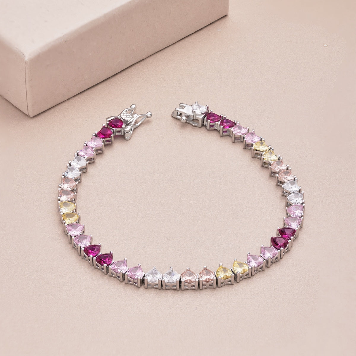 [baslovejewels]Luxurious Colorful Romantic Heart Shape Lover Bracelet