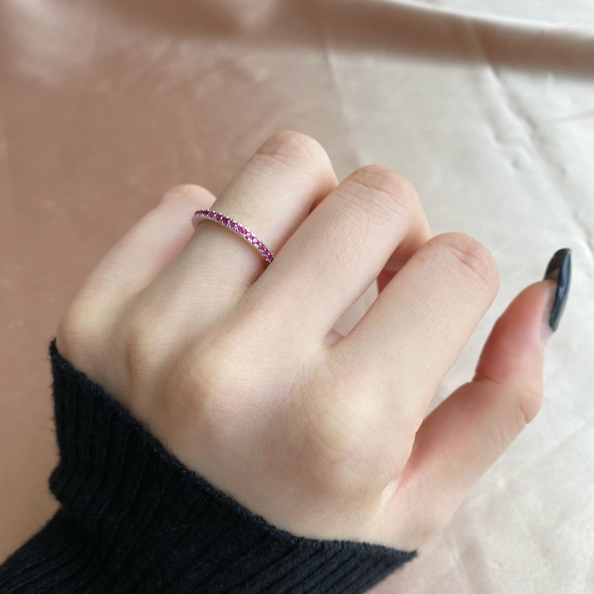 [baslovejewels]Delicate Sparkling Round Cut Daily Ring
