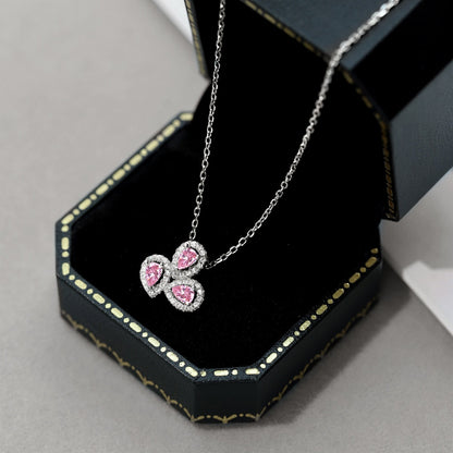 [baslovejewels]Elegant Flower Shape Pear Cut Necklace
