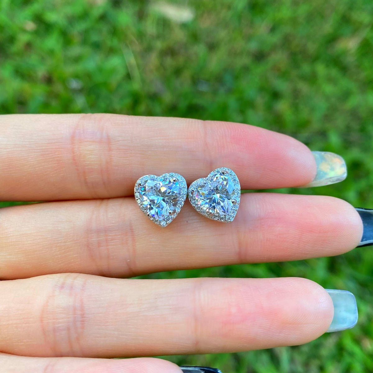 [baslovejewels]Sparkling Heart Shape Lover Earrings