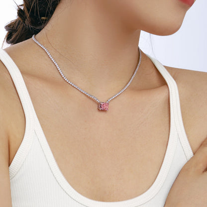 [baslovejewels]4.0 Carat Elegant Radiant Cut Necklace