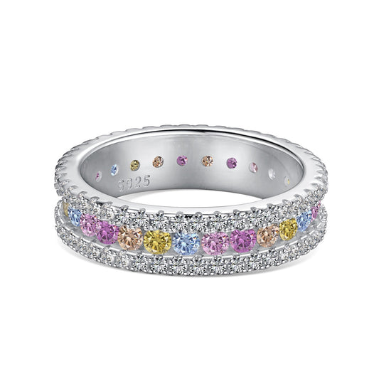 [BASLOVE]Delicate Colorful Round Cut Daily Ring