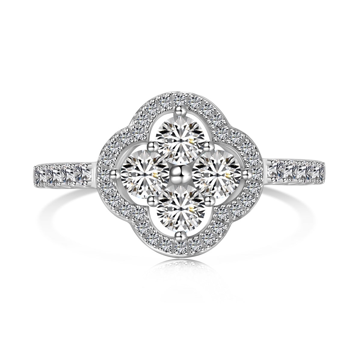[baslovejewels]Four Leaf Clover Flower Design Ring