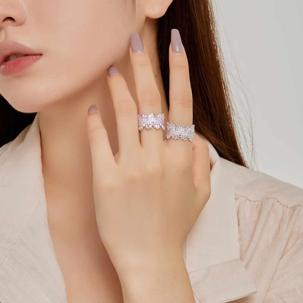 [baslovejewels]Luxurious Colorful Radiant Cut Daily Ring