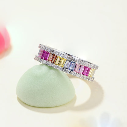 [baslovejewels]Dainty Kaleidoscopic Emerald Cut Daily Ring
