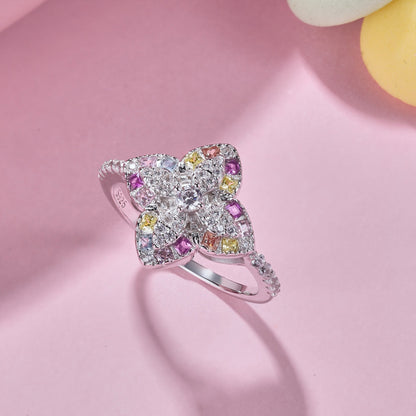 [BASLOVE]Luxurious Colorful Flower Shape Banquet Ring