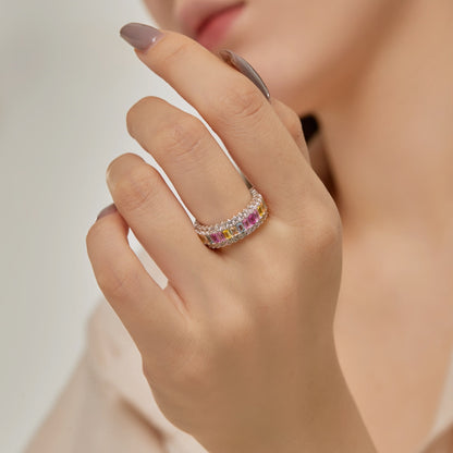 [baslovejewels]Dainty Colorful Radiant Cut Daily Ring