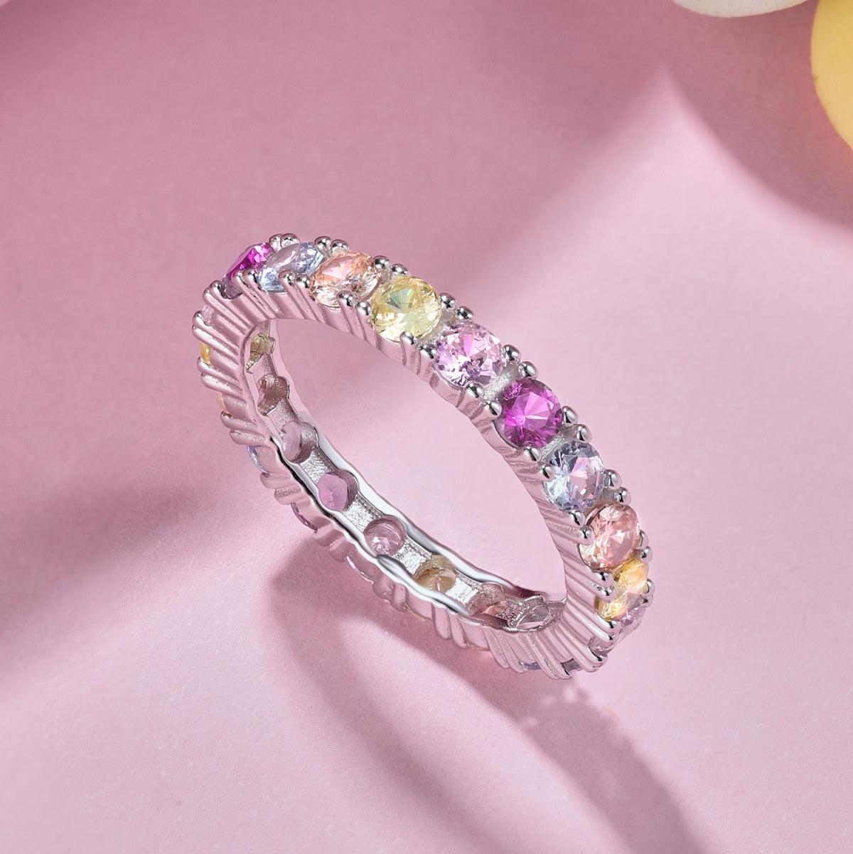 [baslovejewels]Dazzling Lustrous Round Cut Tennis Ring