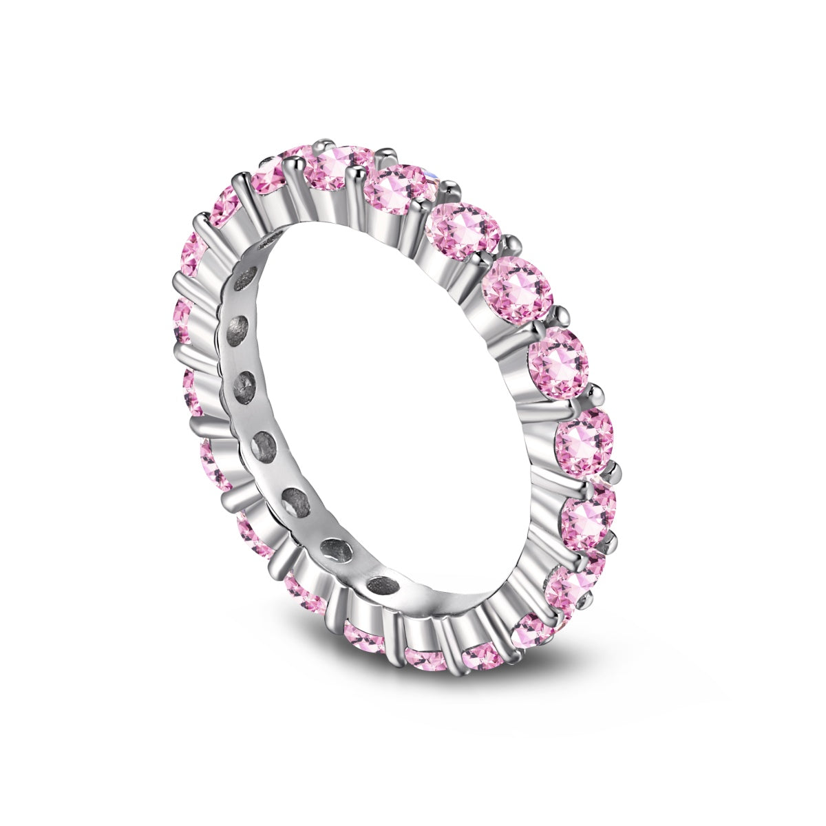 [baslovejewels]Sparkling Round Cut Tennis Ring
