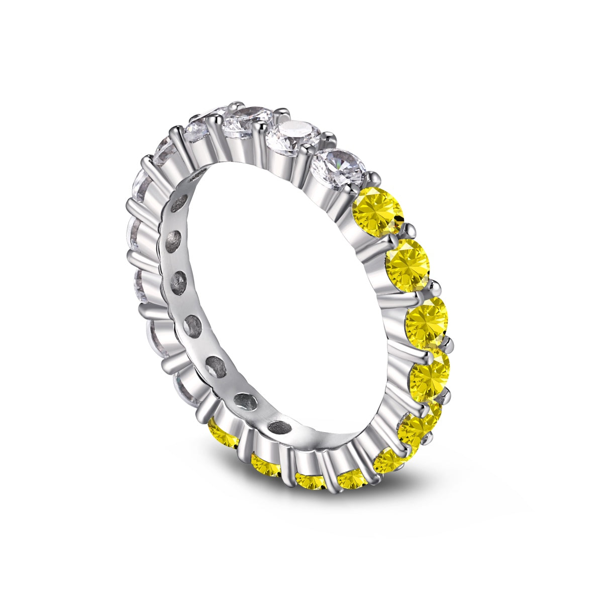 [baslovejewels]Sparkling Round Cut Tennis Ring