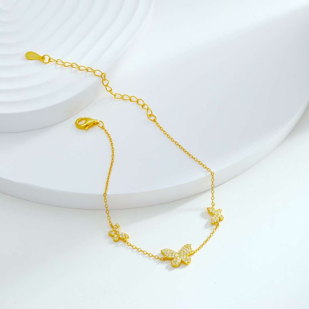 [baslovejewels]Delicate Butterfly Pendant Bracelet