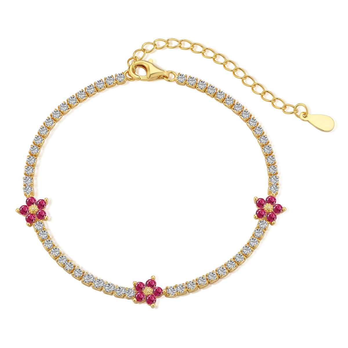 [baslovejewels]Sparkling Flower Shape Tennis Bracelet