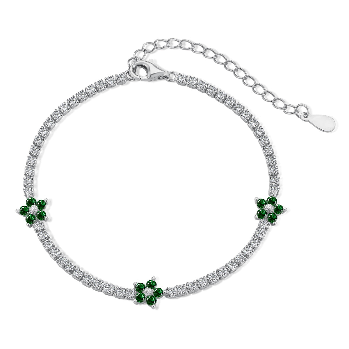 [baslovejewels]Sparkling Flower Shape Tennis Bracelet