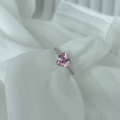 [baslovejewels]2.0 Carat Dazzling Lustrous Heart Cut Lover Ring
