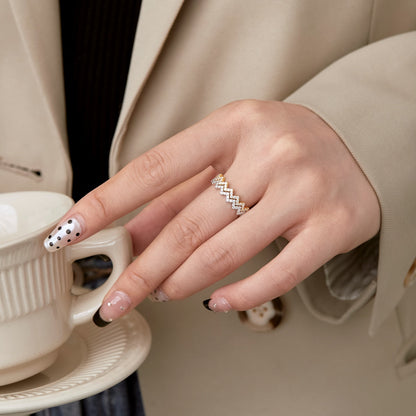 [baslovejewels]Delicate Enchanting Wave Shape Daily Ring