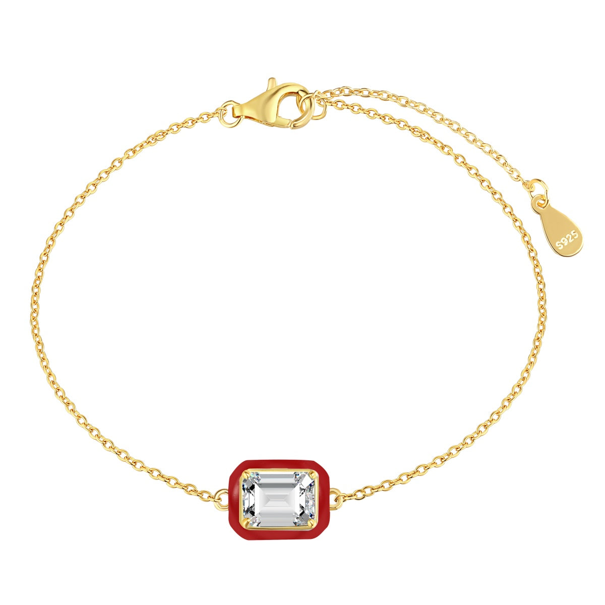 [baslovejewels]2.0 Carat Sparkling Colorful Emerald Cut Daily Bracelet