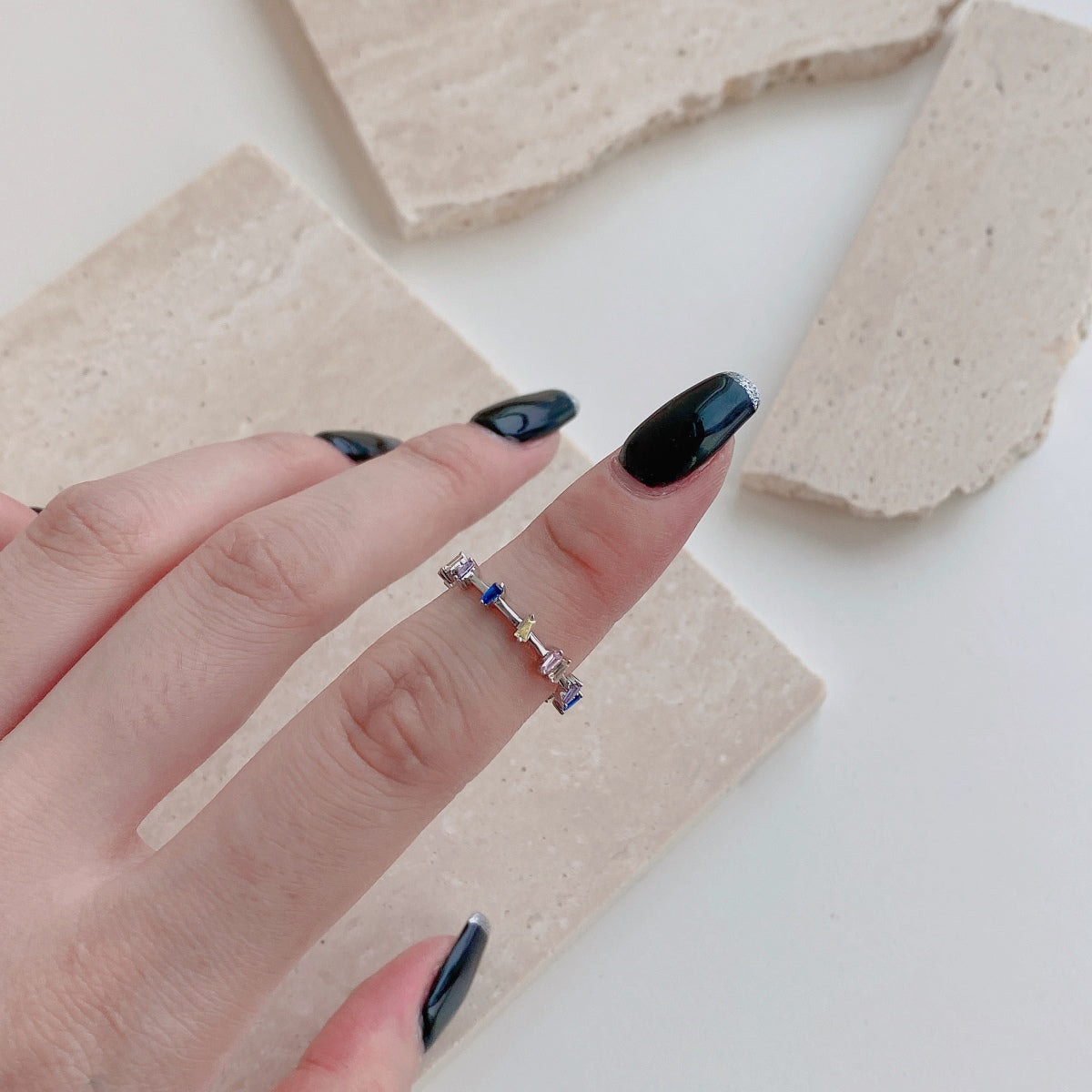 [baslovejewels]Unique Trapezoid Cut Daily Ring