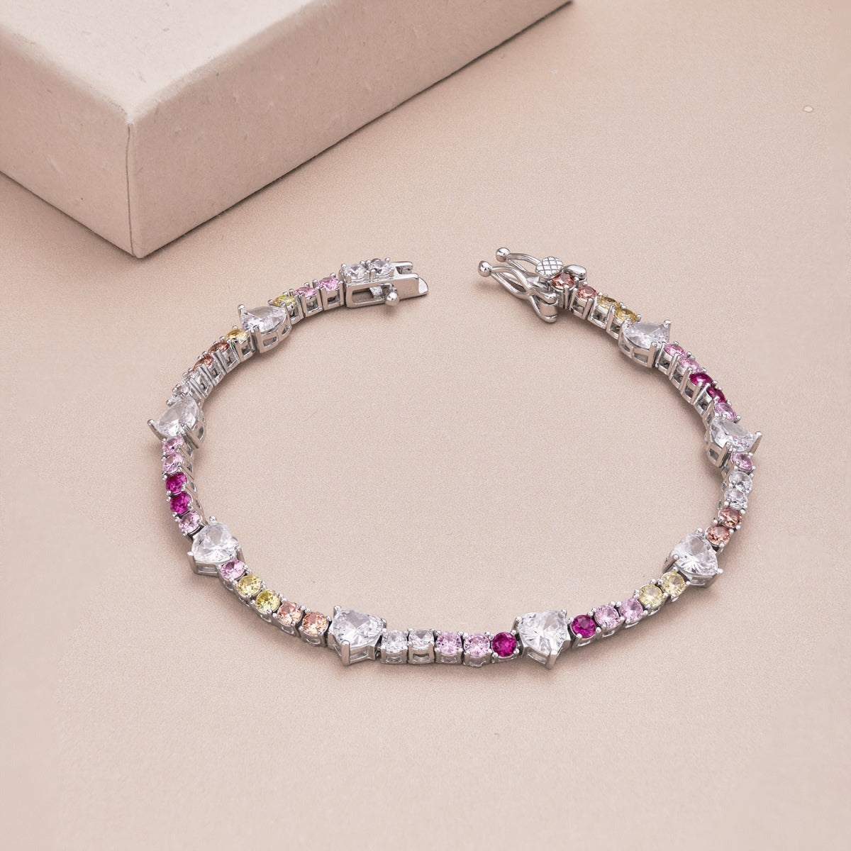[baslovejewels]Romantic Heart Shape Round Cut Lover Bracelet