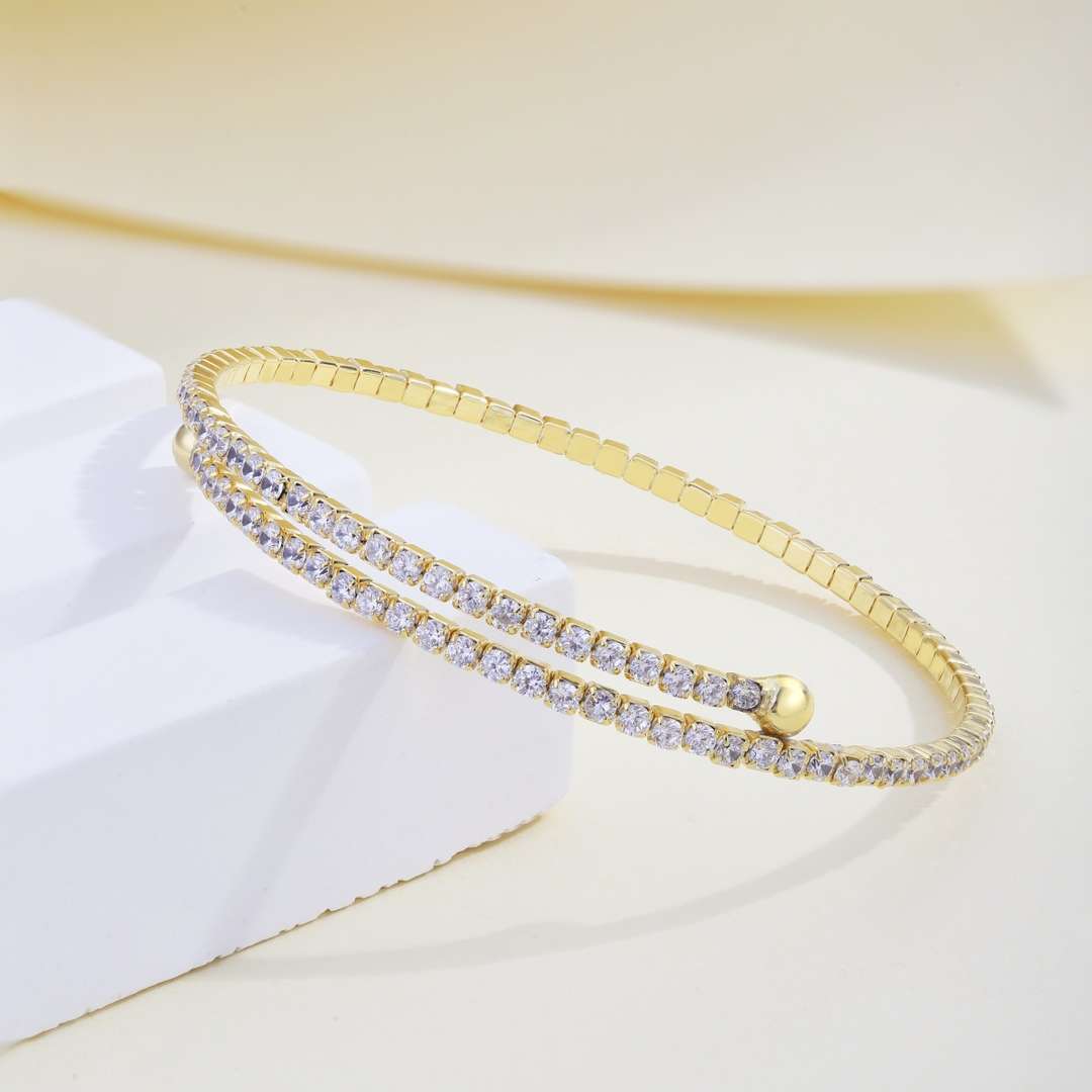 [baslovejewels]Row of Diamonds Round Fashion Bracelet