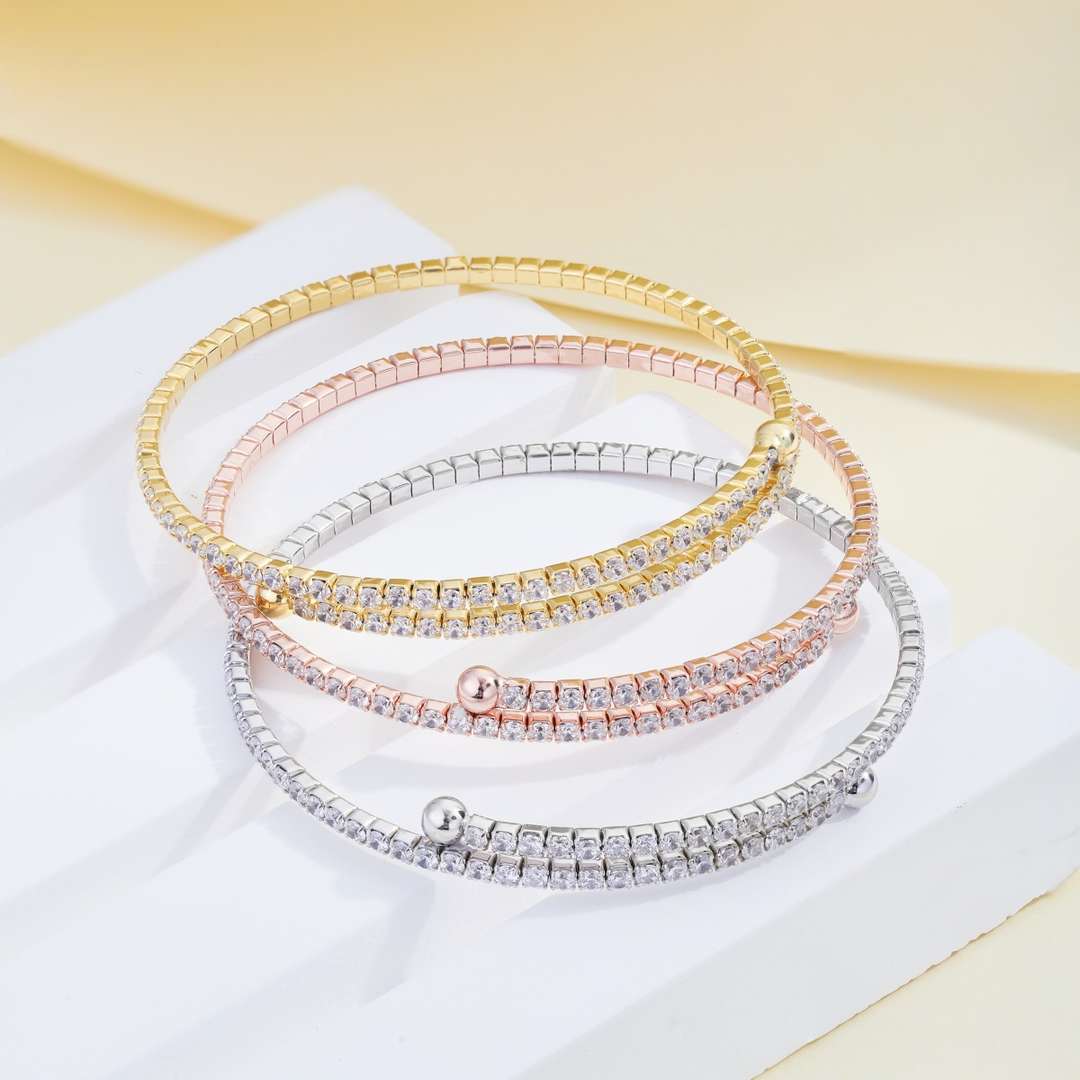 [baslovejewels]Row of Diamonds Round Fashion Bracelet