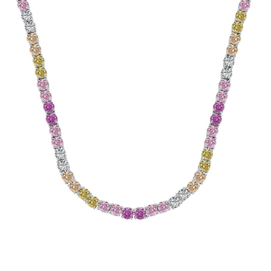 [baslovejewels]Delicate Colorful Tennis Necklace
