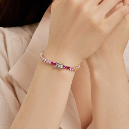 [baslovejewels]Luxurious Colorful Romantic Heart Shape Lover Bracelet