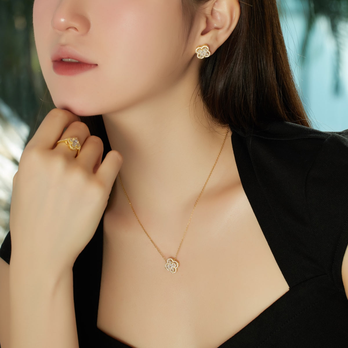 [baslovejewels]Lucky Four-Leaf Clover Exquisite Earrings