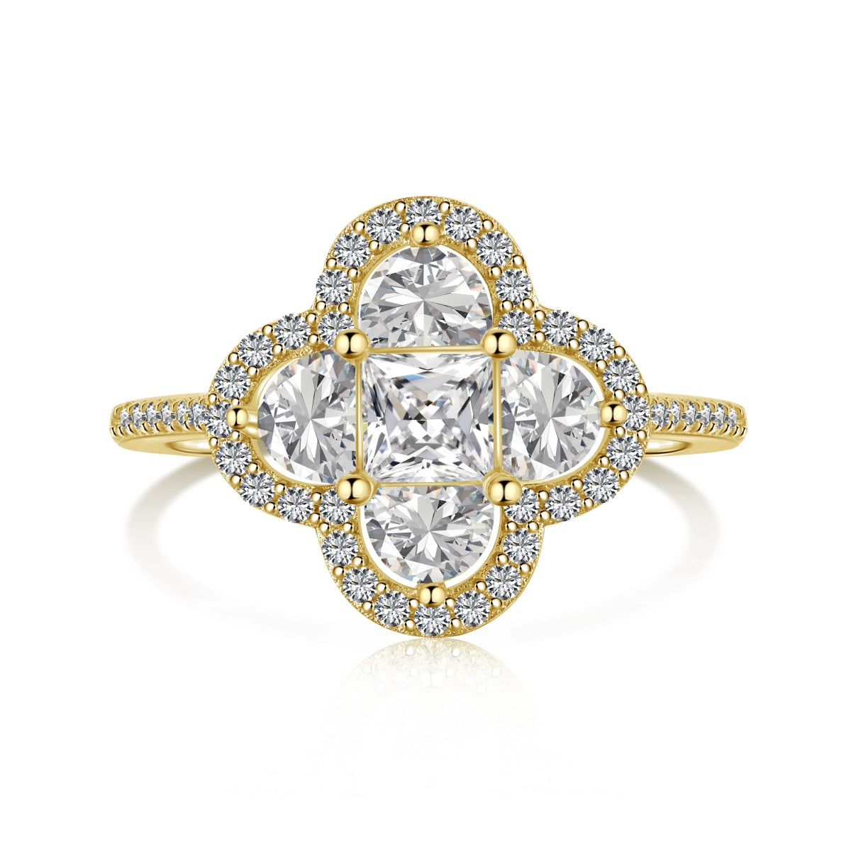 [baslovejewels]Luxurious Eternity Flower Shape Banquet Ring