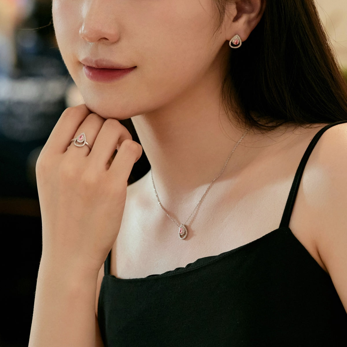 [baslovejewels]Sparkling Delicate Water Drop Shape Daily Earrings