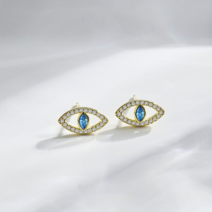 [baslovejewels]Blue Devil Eyes Hollow Stud Earrings