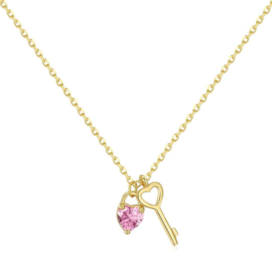 [baslovejewels]Unique Heart Shape Key Pendent Necklace