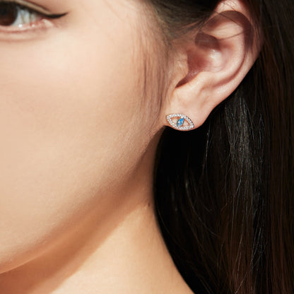 [BASLOVE]Blue Devil Eyes Hollow Stud Earrings