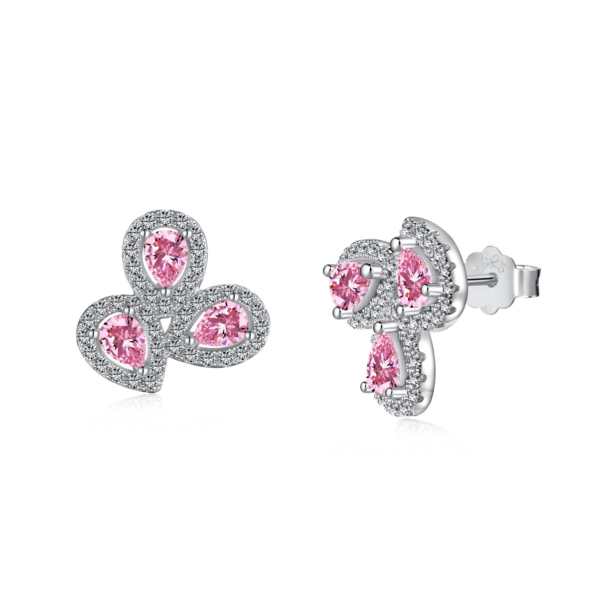 [BASLOVE]Ornate Flower Shape Pear Cut Lover Earrings